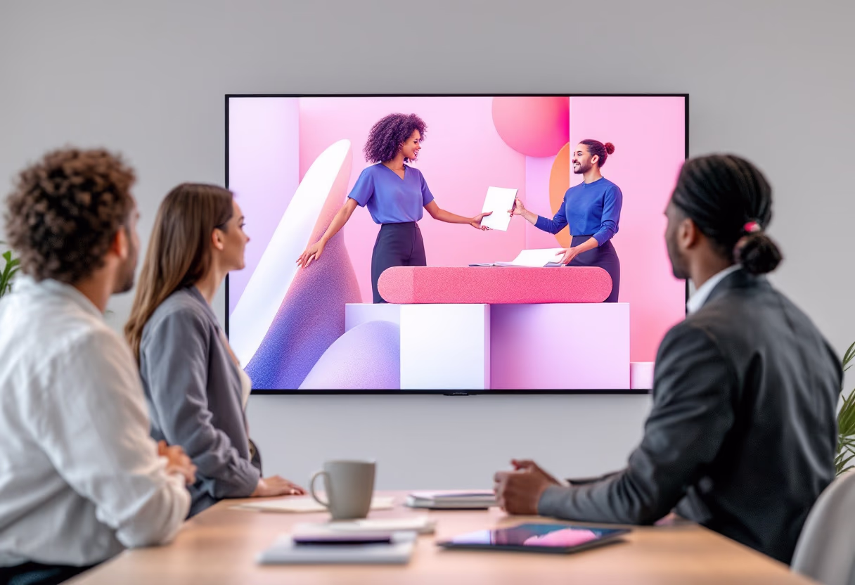 designer presenting graphic concept
